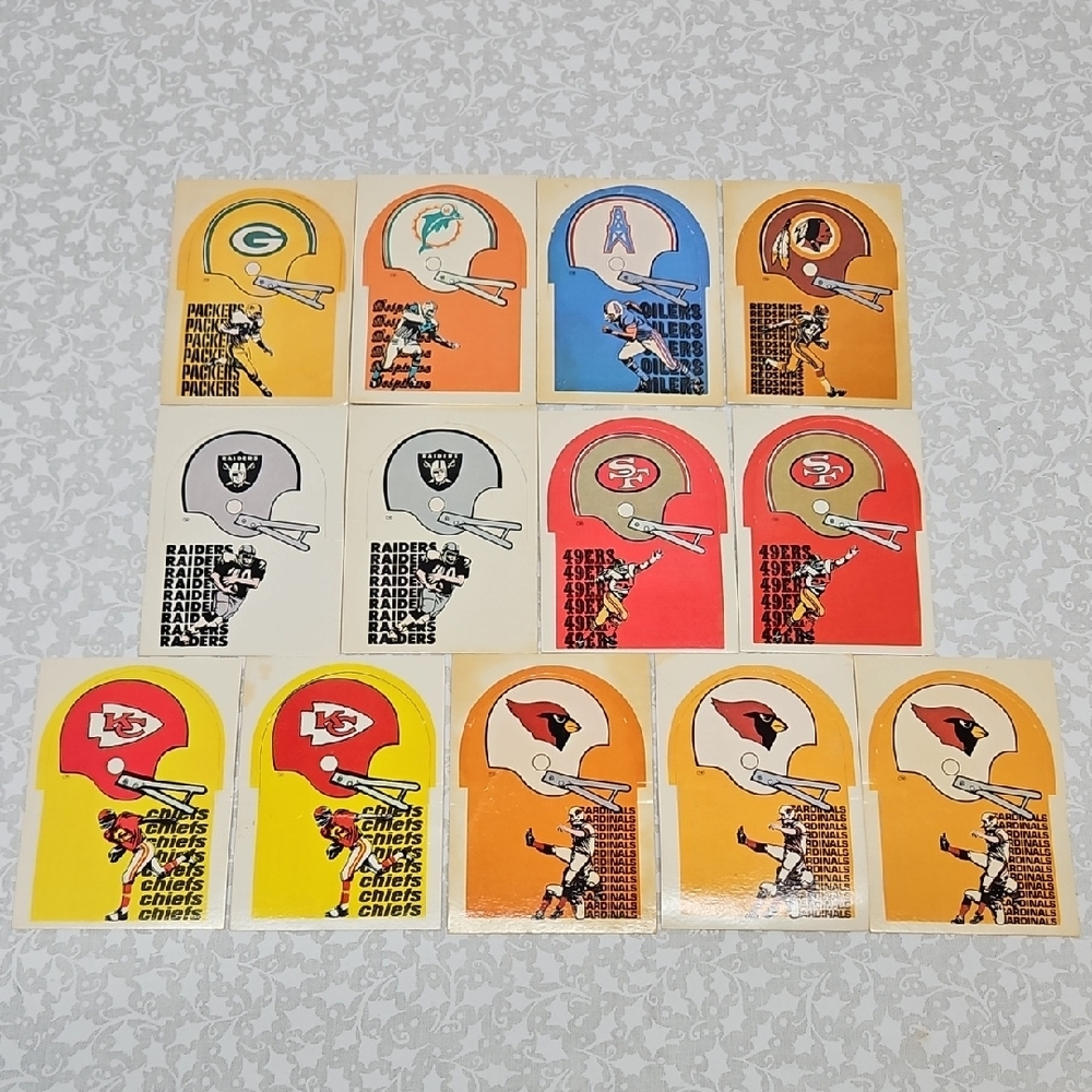 70s Sunbeam Pop-Up Football Helmet Cards Redskins 49ers Chiefs Packers Dolphins